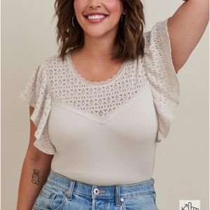 Super Soft Lace Ruffle Sleeve Top